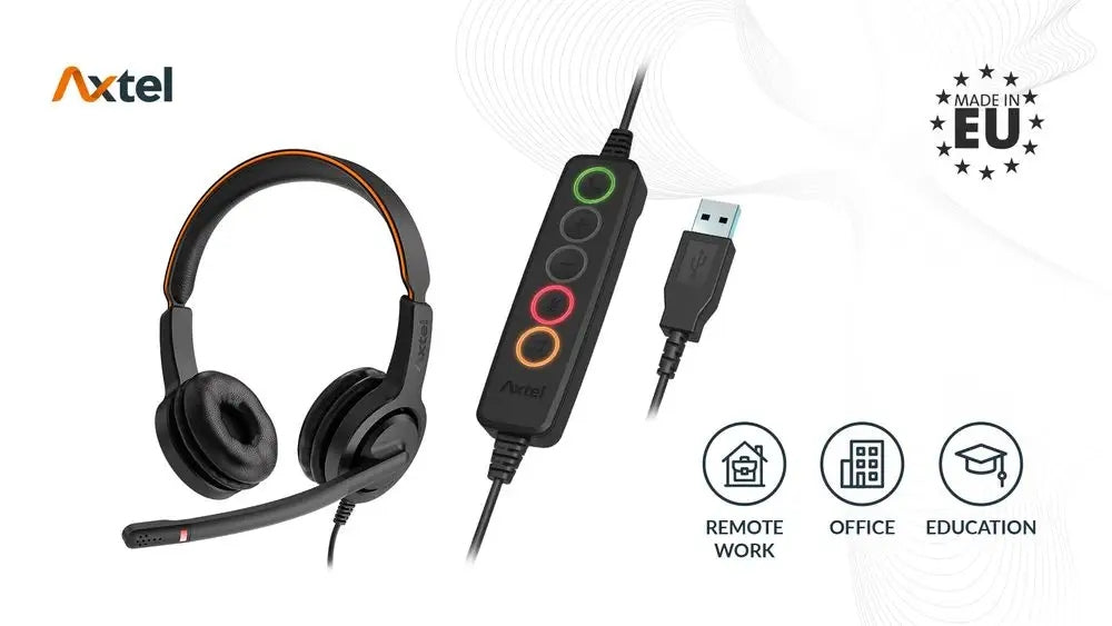 Axtel AXH-V40UCD Voice UC40 Duo USB-A Náhlavní Souprava NC Mikrofon