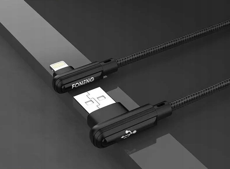Foneng X70 USB Lightning 90° Úhlový Gaming Kabel 3A 1m iPhone iPad