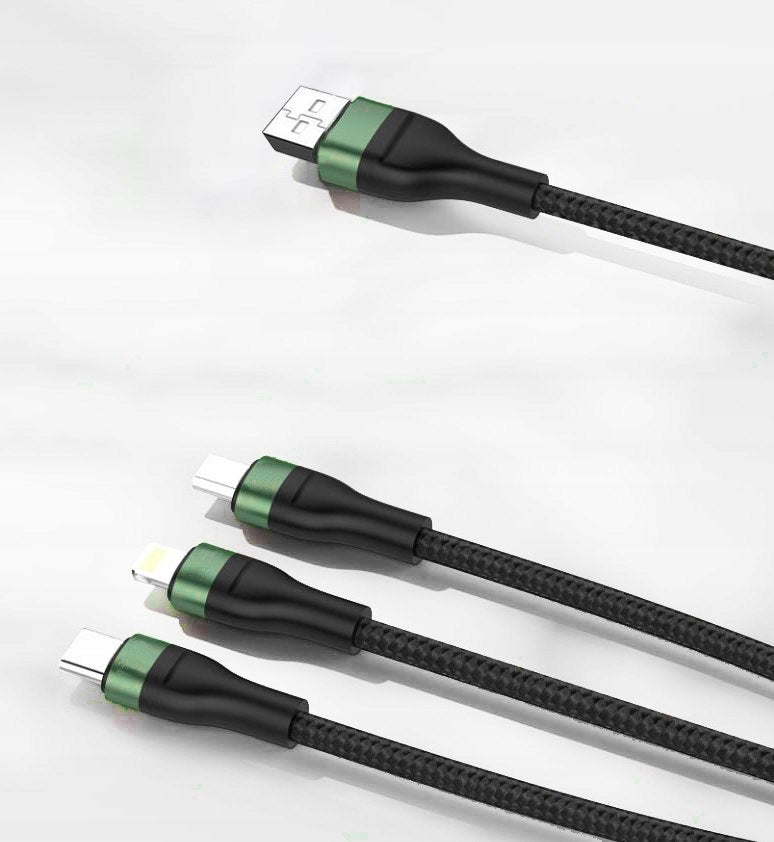 Foneng X78 3v1 Rychlonabíjecí Kabel 66W USB-C Lightning MicroUSB 1.2m