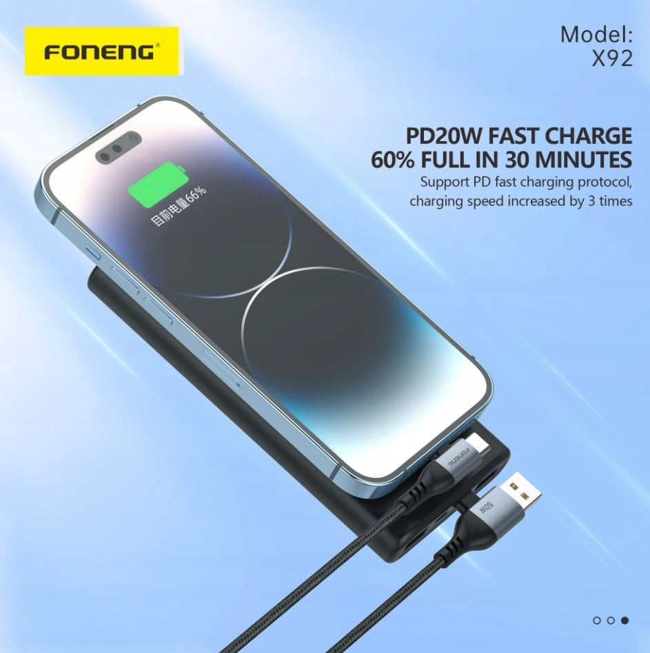 Foneng X92 USB-C na Lightning 60W 1m Rychlonabíjecí Kabel iPhone iPad