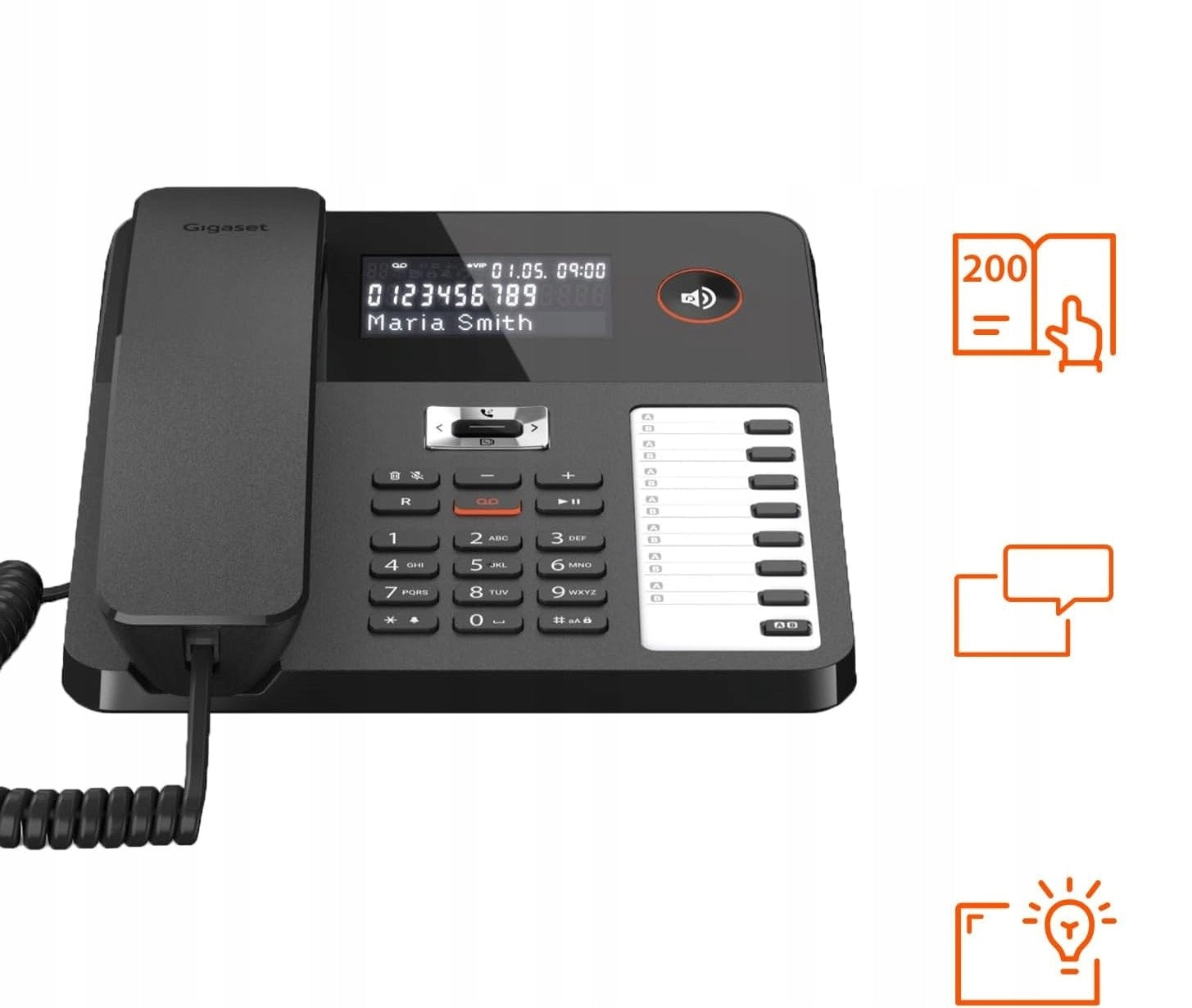 Kabelový telefon (s automatickou odpovědí) Gigaset DESK 800A černý
