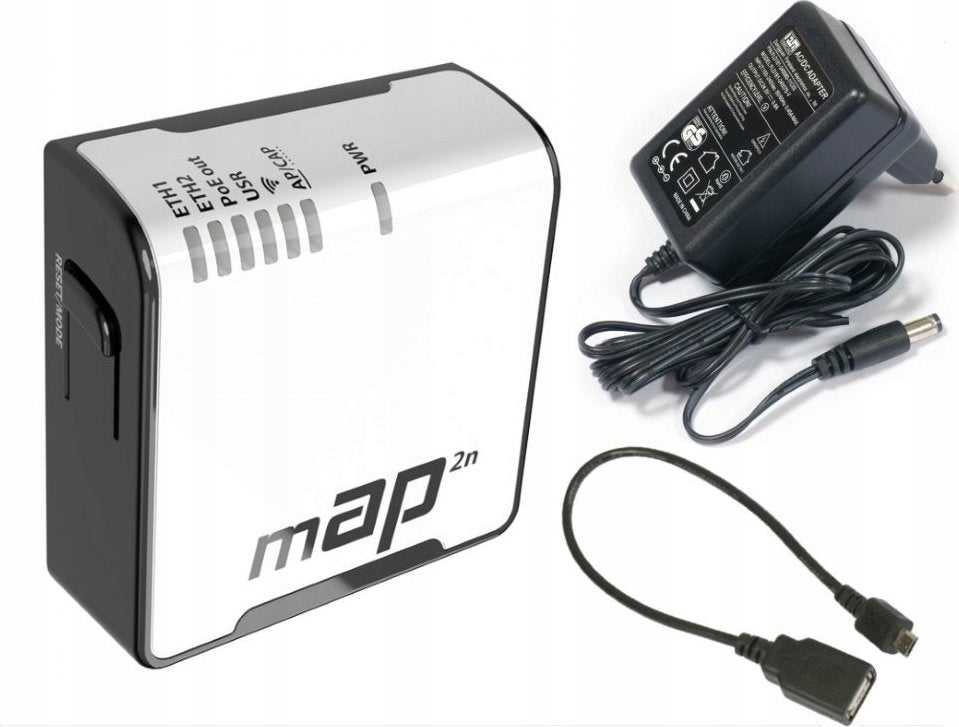 MikroTik mAP RBmAP2nD Access Point micro WiFi 2,4GHz 2xFE USB PoE napájecí