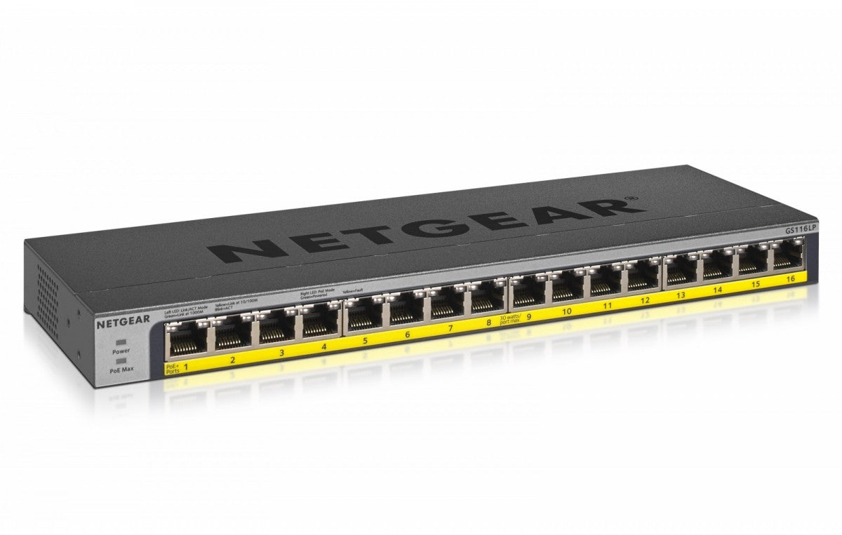 Netgear přepínač GS116LP switch neřízený 16xGE PoE+