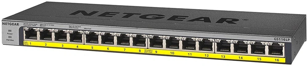 Netgear přepínač GS116LP switch neřízený 16xGE PoE+