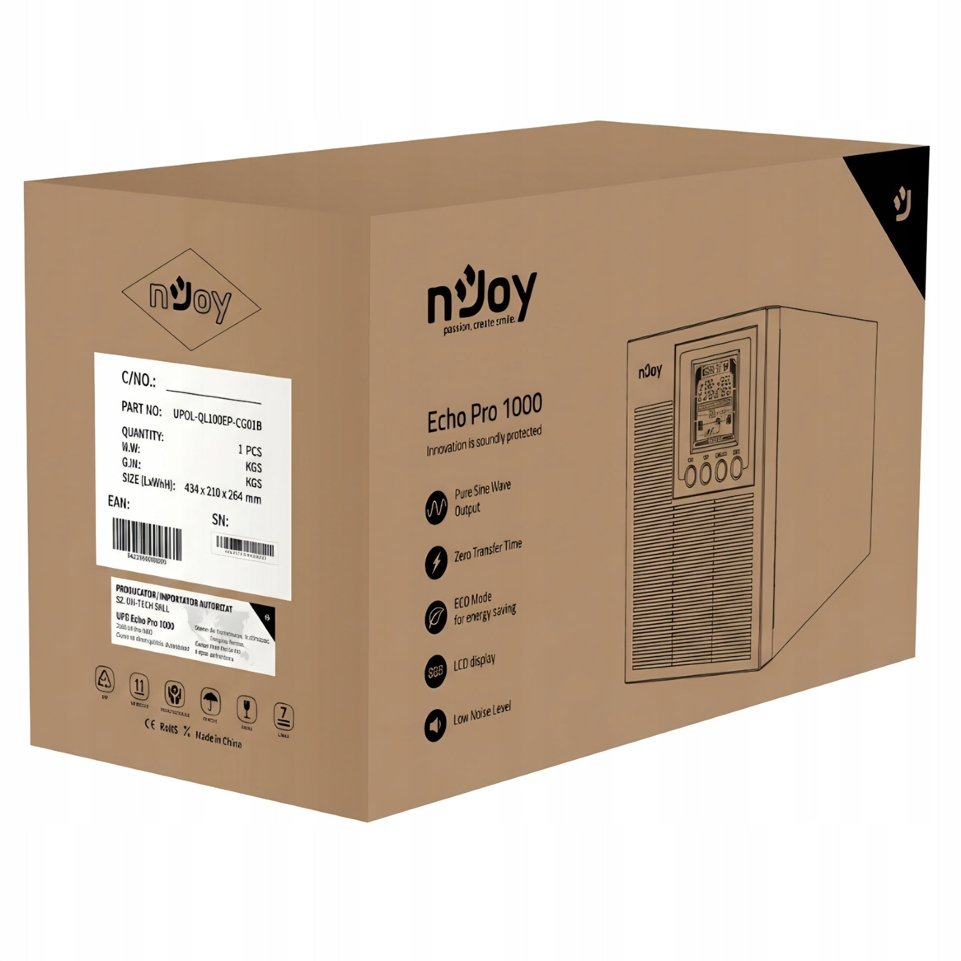 nJoy Echo Pro 1000 Záložní zdroj UPS 1000 VA / 800 W