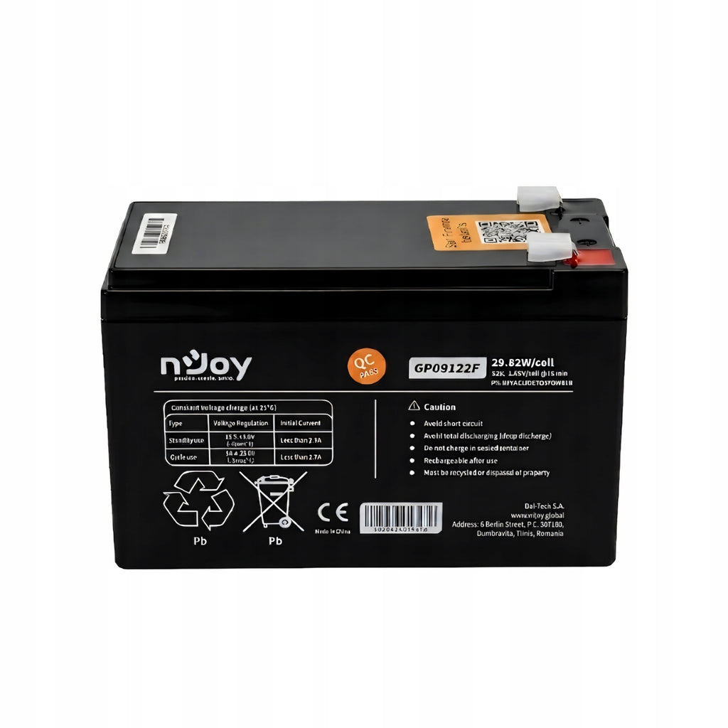 nJoy GP09122F 12V 9Ah AGM Bezúdržbová Baterie UPS F2 T2 5 let