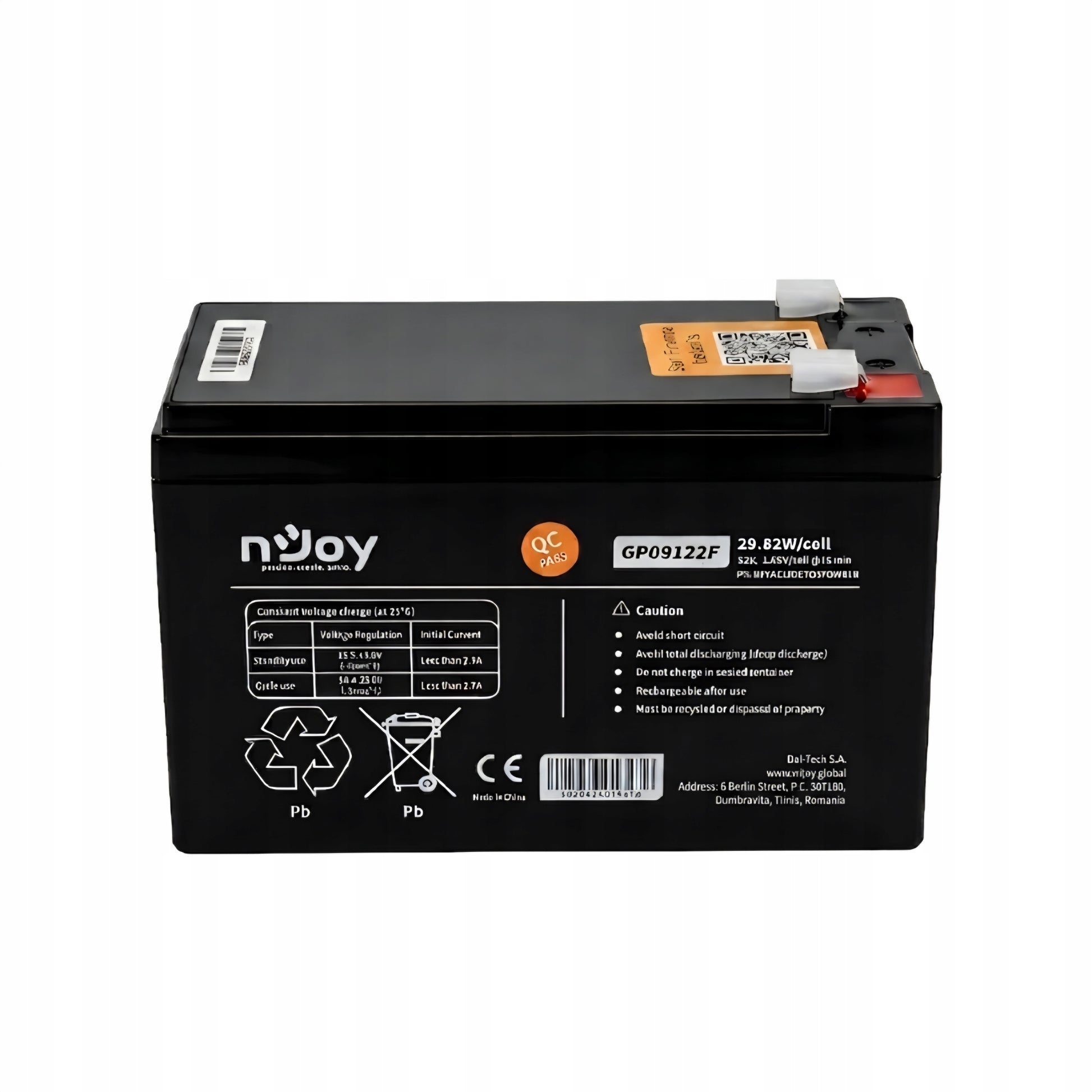 nJoy GP09122F 12V 9Ah AGM Bezúdržbová Baterie UPS F2 T2 5 let