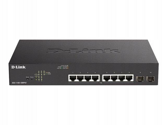 Switch DGS-1100-10MPV2 Smart 8xGbE PoE+ 2xSFP