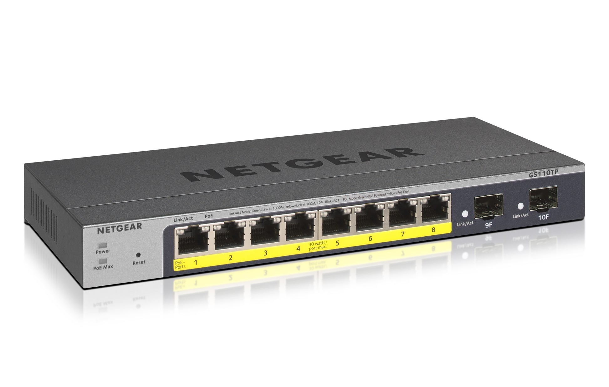 Switch Netgear GS110TP-300EUS 10p PoE 55W PoE+: 8p spravovaný gigabitový