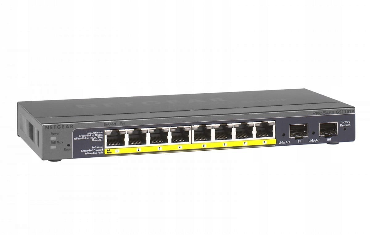 Switch Netgear GS110TP-300EUS 10p PoE 55W PoE+: 8p spravovaný gigabitový