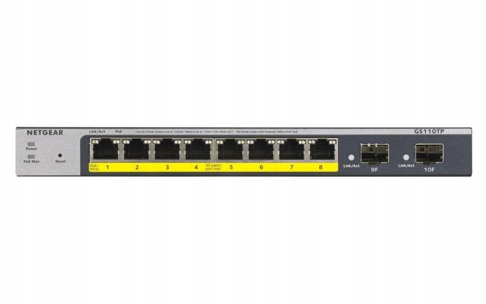 Switch Netgear GS110TP-300EUS 10p PoE 55W PoE+: 8p spravovaný gigabitový