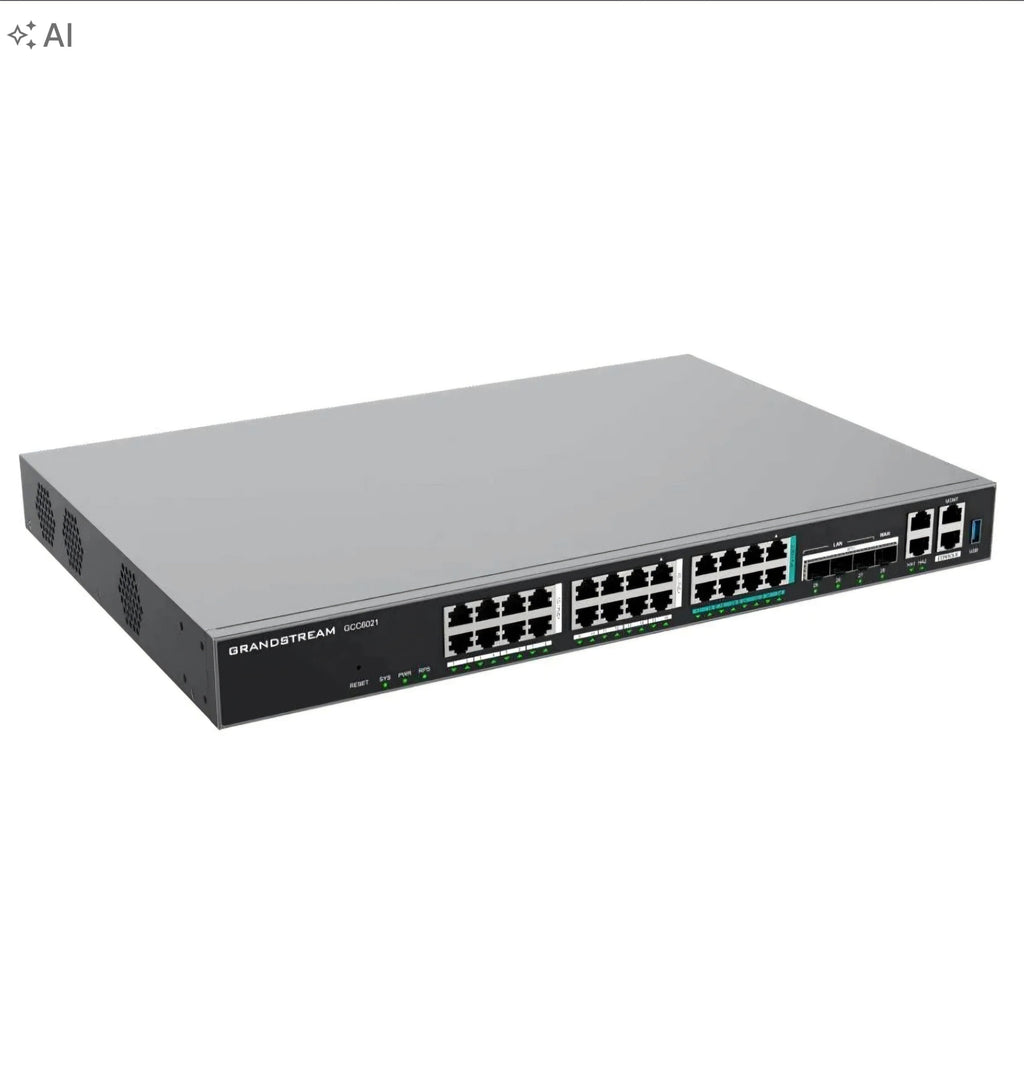 Grandstream GCC6021 IP ústředna PBX router firewall 24-port switch PoE
