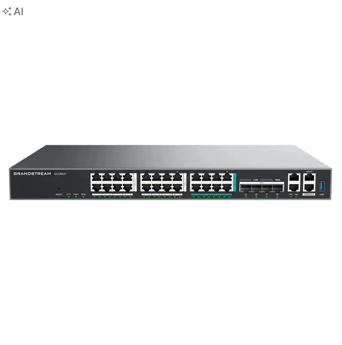 Grandstream GCC6021 IP ústředna PBX router firewall 24-port switch PoE