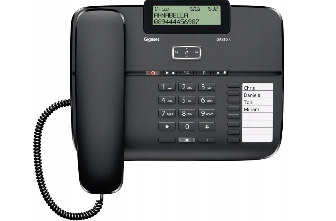 Kabelový analogový telefon (se záznamníkem,De/Fr/It) GIGASET DA810A černý (S30350-S214-N101)