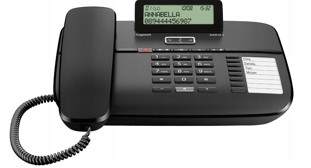 Kabelový analogový telefon (se záznamníkem,De/Fr/It) GIGASET DA810A černý (S30350-S214-N101)