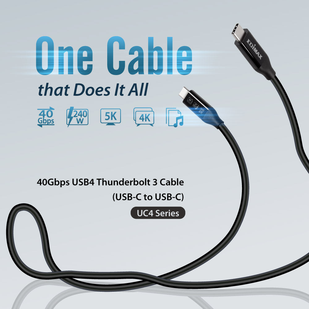 EDIMAX  40Gbps USB4 Thunderbolt 3 kabel (USB-C na USB-C) UC4 Series